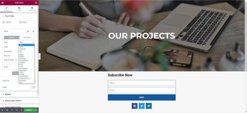 Elementor pro Form Builder