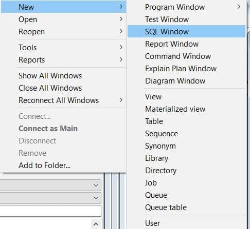 Open Sql Window